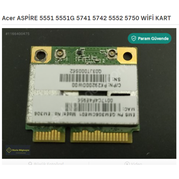 Acer ASPİRE 5551 5551G 5741 5742 5742G 5552 5750 WİFİ KART ürün görseli 1
