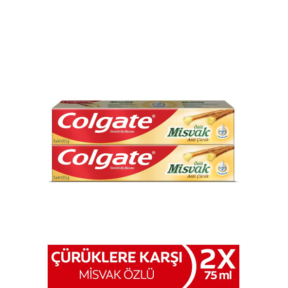 Colgate Diş Macunu Misvak Anti Çürük 75 ml 2 Adet ürün görseli 1