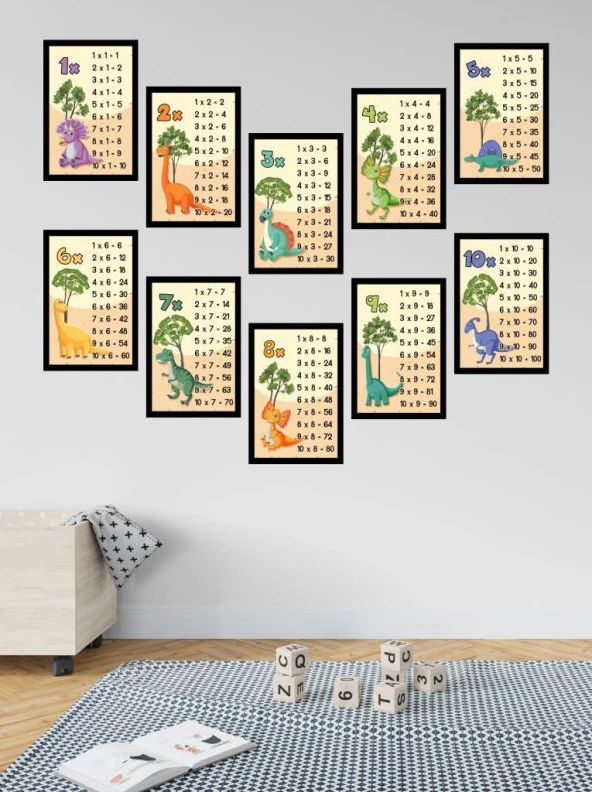 Mdf Çarpım Tablosu Çerçeve Görünümlü Çoçuklar İçin Renkli Dekoratif Hediyelik 10 Parça (10x14 Cm) ürün görseli 1
