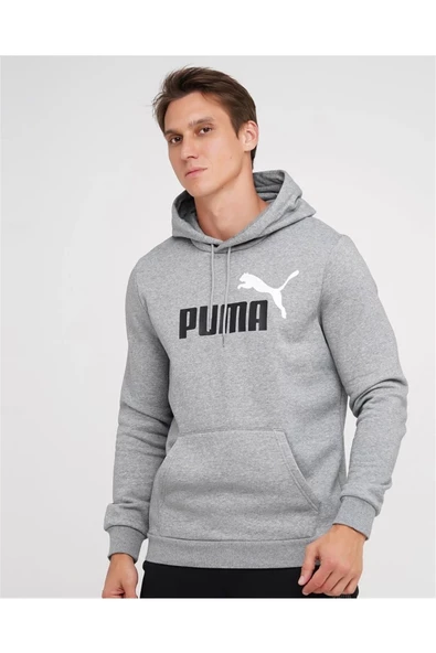 Puma Ess+ 2 Col - Erkek Gri Pamuklu Kapüşonlu Sweatshirt - 586764 04 ürün görseli 1