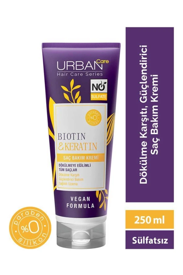 Urban Care Biotin & Keratin Dökülme Karşıtı Sülfatsız Saç Bakım Kremi 250 ml ürün görseli 1