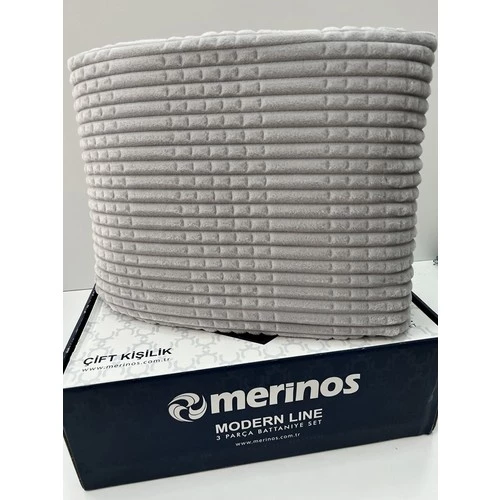 Merinos Modern Line 3 Parça Battaniye Seti -Gri  Renk ürün görseli 1