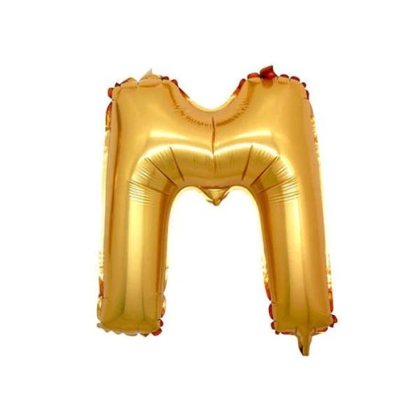 M Harf Altın Folyo Balon 34 inc 80 cm ürün görseli 1