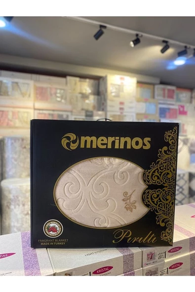 Merinos Pırıltı Çift Kişilik Battaniye ( Simli) Köpük Gold ürün görseli 1