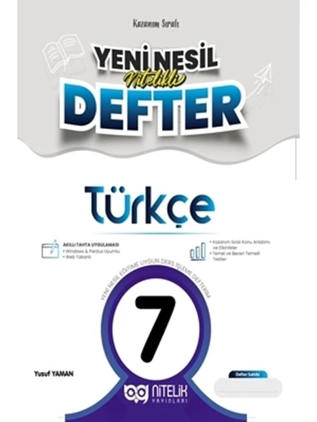 NİTELİK 7.SINIF AKILLI DEFTER TÜRKÇE YENİ NESİL NİTELİKLİ ürün görseli 1