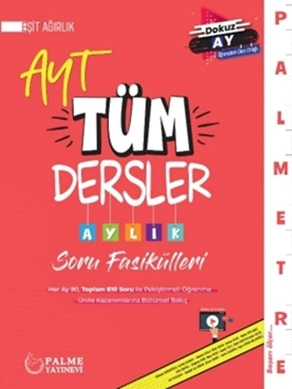 PALME YKS AYT TÜM DERSLER AYLIK SORU FASİKÜLLERİ EŞİT AĞIRLIK *YENİ* ürün görseli 1