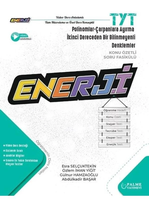 PALME YKS TYT ENERJİ POLİNOMLAR -ÇARPANLARA AYIRMA -2. DERECEDEN BİR BİLİNMEYEN DENKLEMLE ürün görseli 1