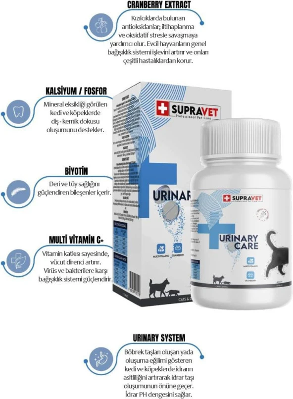 Supravet Urinary Care Multi Vitamin Cranberry 75 Tablet - Resim 3