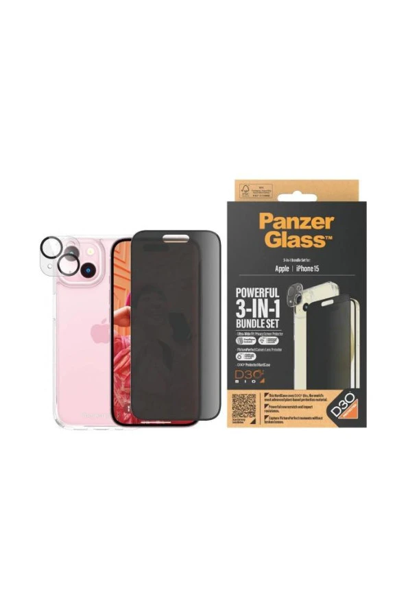iPhone 15 UWF Privacy Bundle Ekran & Kamera Koruyucu Kapak - Resim 2