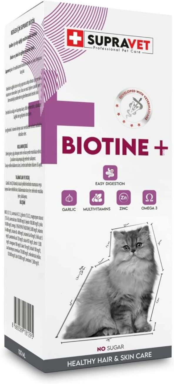 Supravet Biotine Cat Extra Deri ve Tüy Sağlığı Damlası 100 ML ürün görseli 1