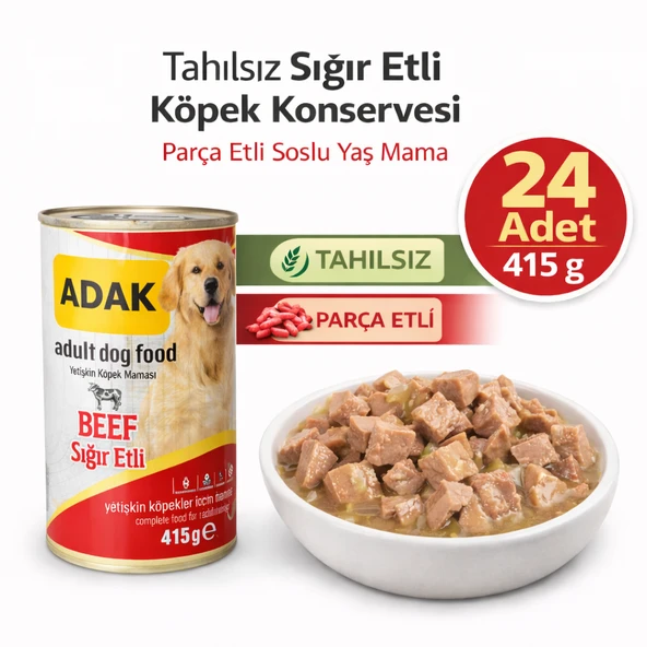 ADAK Sığır Etli Yetişkin Köpek Konservesi 415Gr x 24 Adet ürün görseli 1
