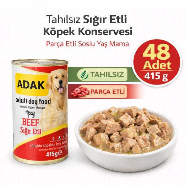 ADAK Sığır Etli Yetişkin Köpek Konservesi 415Gr x 48 Adet ürün görseli 1