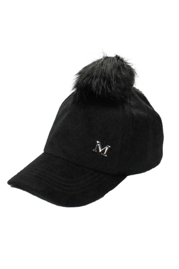 Cappello Kadın Siyah Tüylü Düz Şapka CAPMC202R001 ürün görseli 1