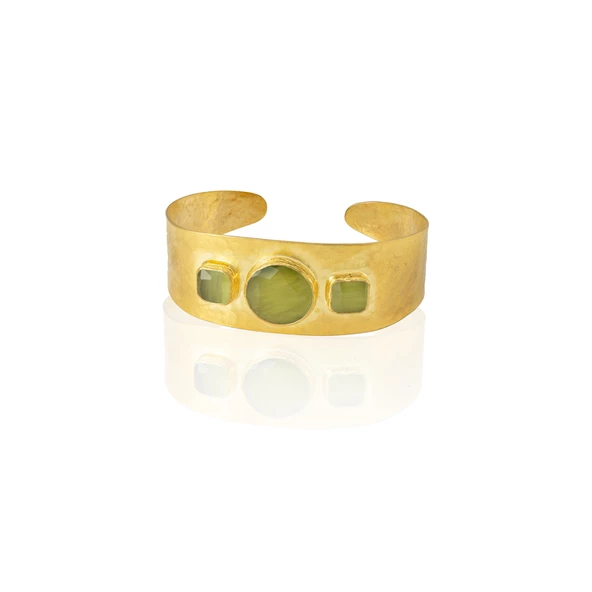 Kadir Jewellery 22 Ayar Altın Kaplama El İşçiliği Zirkon Taşlı Kadın Kelepçe Bilezik ürün görseli 1