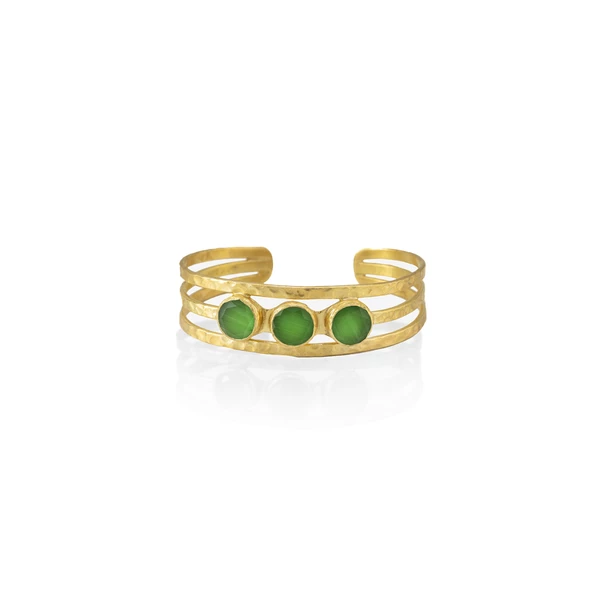 Kadir Jewellery 22 Ayar Altın Kaplama El İşçiliği Zirkon Taşlı Kadın Kaburga Bilezik ürün görseli 1
