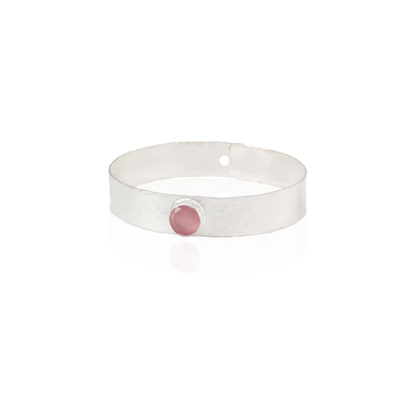 Kadir Jewellery 925 Ayar Gümüş Kaplama El İşçiliği Zirkon Taşlı Kadın Kelepçe Bilezik ürün görseli 1