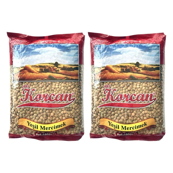 Korcan Yeşil Mercimek 1000 gr 2 li ürün görseli 1