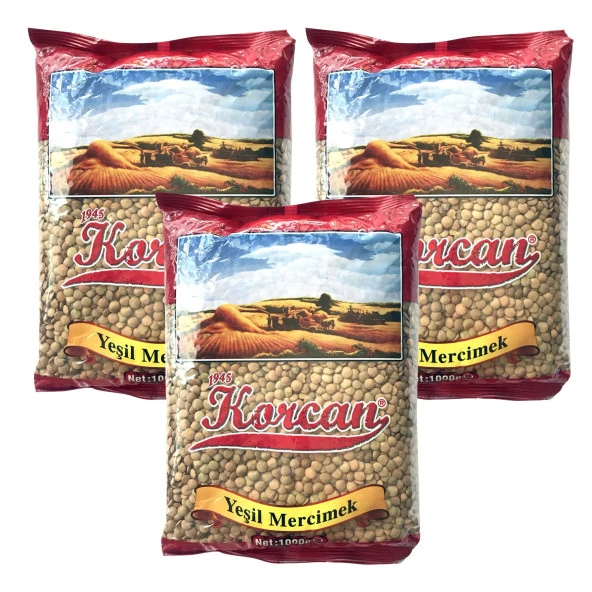 Korcan Yeşil Mercimek 1000 gr 3 lü ürün görseli 1