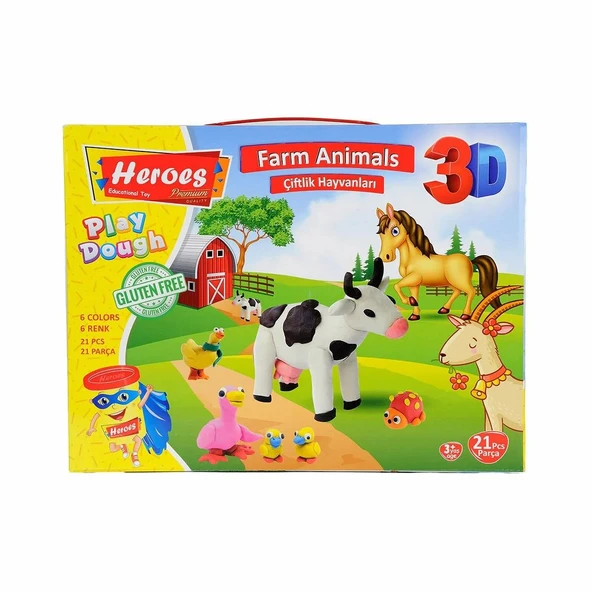Heroes Çiftlik Hayvanları Oyun Hamuru Seti 21 Parça ERN-570 ürün görseli 1