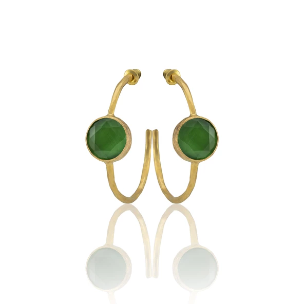 Kadir Jewellery 22 Ayar Altın Kaplama Kadın Taşlı Küpe -El İşçiliği Ve Hipoalerjenik Küpe ürün görseli 1