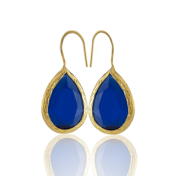 Kadir Jewellery 22 Ayar Altın Kaplama Damla Taşlı Küpe -El İşçiliği Ve Hipoalerjenik Küpe ürün görseli 1