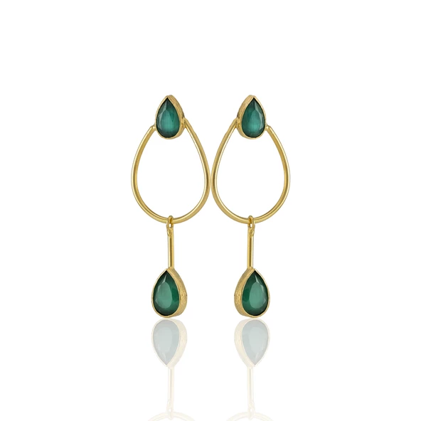 Kadir Jewellery 22 Ayar Altın Kaplama Kadın Sallantılı Küpe -El İşçiliği Ve Hipoalerjenik Küpe-E85 ürün görseli 1