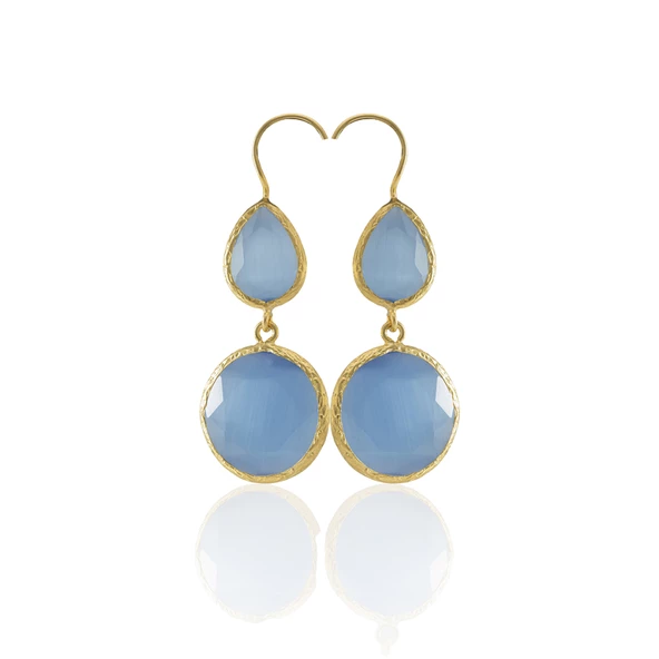 Kadir Jewellery 22 Ayar Altın Kaplama Kadın Taşlı Küpe -El İşçiliği Ve Hipoalerjenik Küpe ürün görseli 1