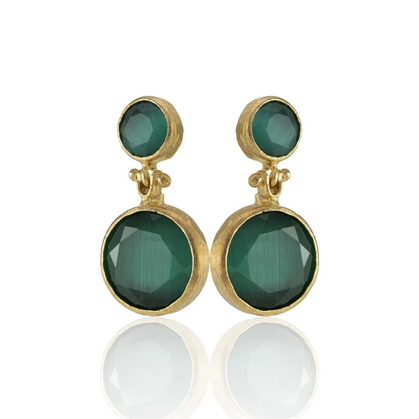 Kadir Jewellery 22 Ayar Altın Kaplama Kadın Taşlı Küpe -El İşçiliği Ve Hipoalerjenik Küpe ürün görseli 1
