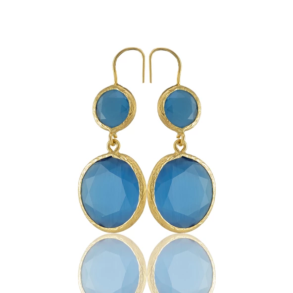 Kadir Jewellery 22 Ayar Altın Kaplama Kadın Taşlı Küpe -El İşçiliği Ve Hipoalerjenik Küpe ürün görseli 1
