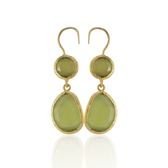 Kadir Jewellery 22 Ayar Altın Kaplama Kadın Taşlı Küpe -El İşçiliği Ve Hipoalerjenik Küpe ürün görseli 1