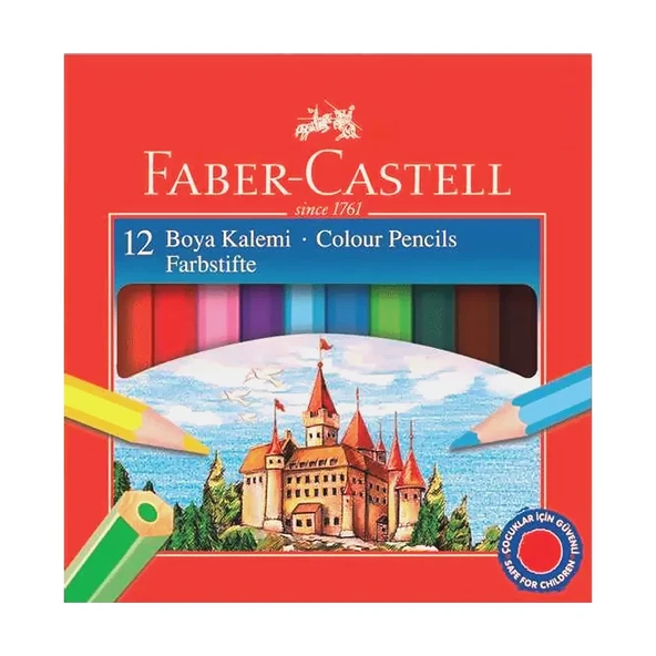 FABER-CASTELL KURU BOYA YARIM BOY 12 RENK KARTON KUTU (116412) ürün görseli 1