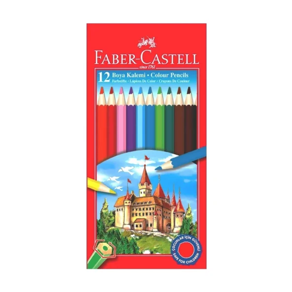FABER-CASTELL KURU BOYA TAM BOY 12 RENK KARTON KUTULU (116312) ürün görseli 1