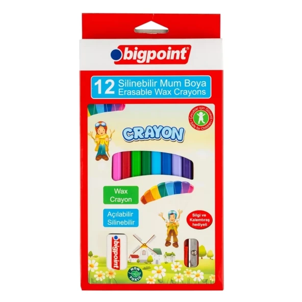Bigpoint Wax Crayon Silinebilir Mum Boya 12 Renk ürün görseli 1