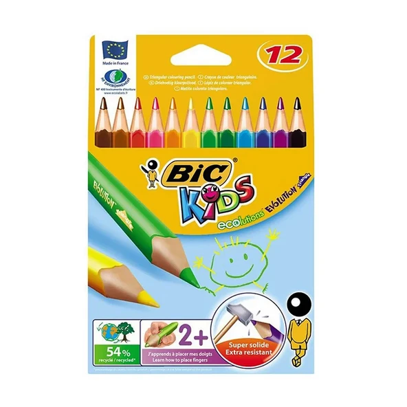 BİC EVOLUTİON JUMBO KURU BOYA 12 RENK (8297356) ürün görseli 1
