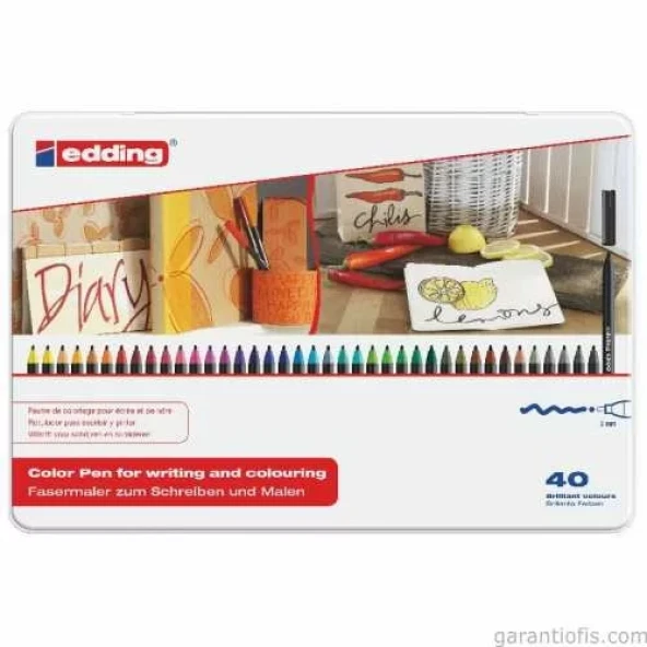Edding 1300 Keçeli Grafik Kalemi (40 lı Metal Kutu) ürün görseli 1