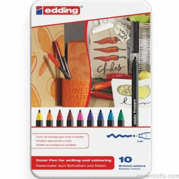 Edding 1300 Keçeli Grafik Kalemi (10 lu Metal Kutu) ürün görseli 1