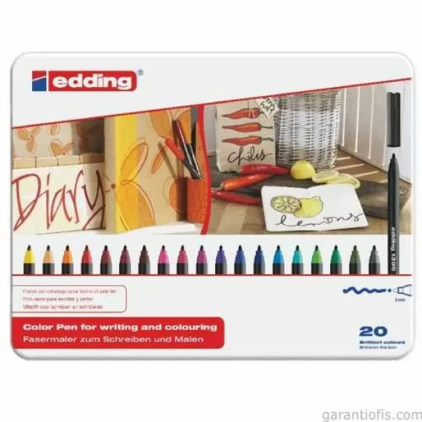Edding 1300 Keçeli Grafik Kalemi (20 li Metal Kutu) ürün görseli 1