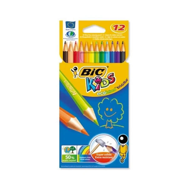 BİC EVOLUTİON KURU BOYA 12 RENK KARTON KUTU (829029) ürün görseli 1