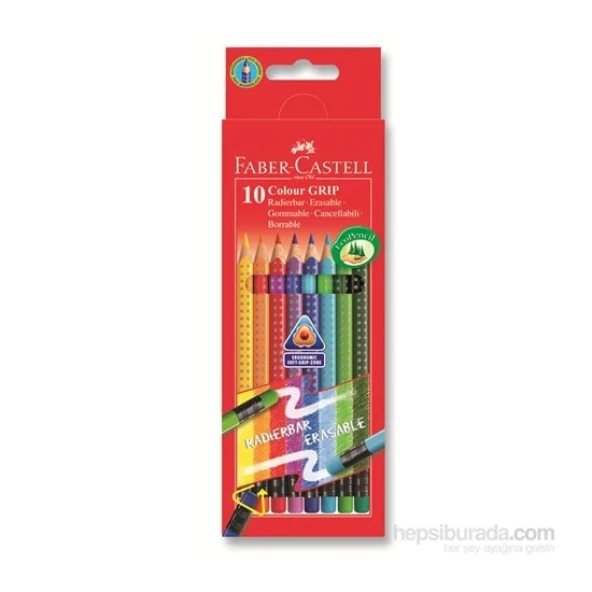 FABER-CASTELL GRİP SİLİNEBİLİR KURU BOYA 10 RENK (116613) ürün görseli 1
