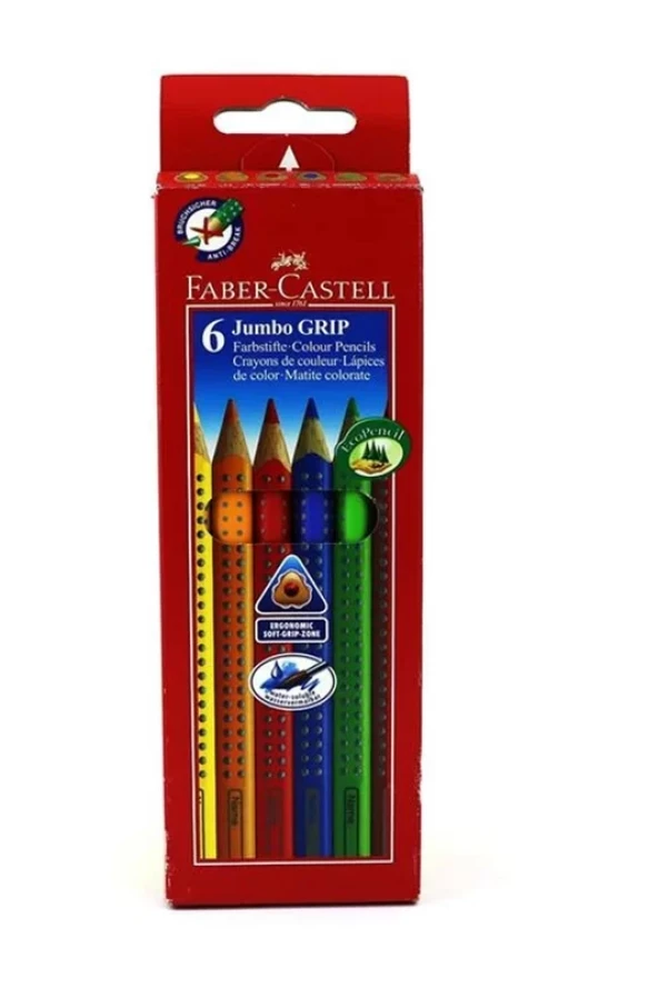 FABER-CASTELL GRİP JUMBO KURU BOYA 6 RENK (110906) ürün görseli 1