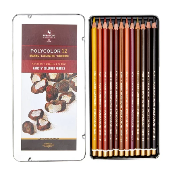 Koh-i-Noor Polycolor Kuru Boya Kalemi 12li Set Kahve Tonlar 3822 ürün görseli 1
