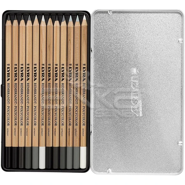 Lyra Rembrandt Polycolor Kuru Boya Kalemi 12li Set Gri Tonlar ürün görseli 1