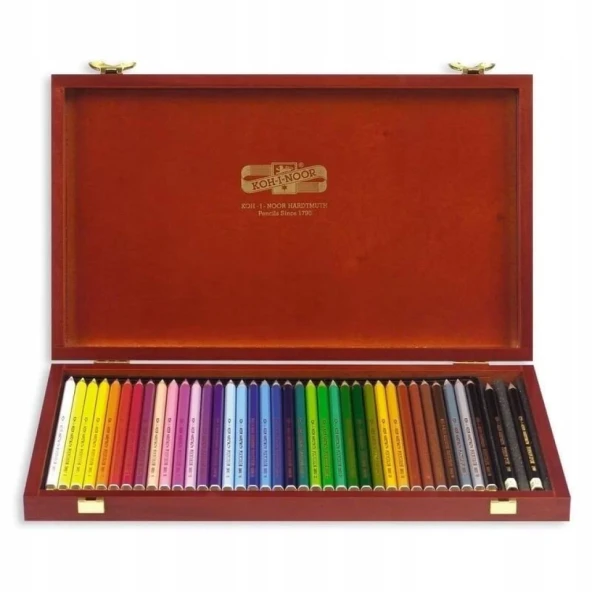 Koh-i-Noor Polycolor Kuru Boya Kalemi Ahşap Kutu 38li Set ürün görseli 1
