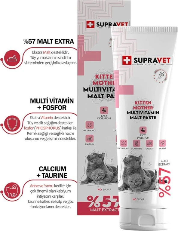 Supravet Kitten Mother Multi Vitamin Malt Paste 100 Gr. - Resim 4
