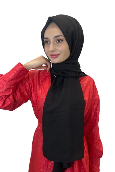 Pamuk Caz Şal, Eflatun Scarf Tek Renk Jazz Şal 1001  SİYAH ürün görseli 1