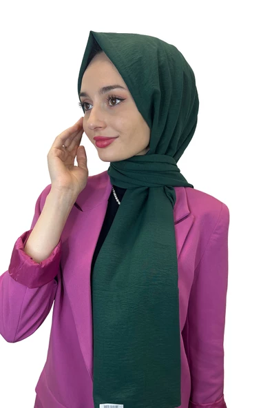 Pamuk Caz Şal, Eflatun Scarf Tek Renk Jazz Şal 1001  ZÜMRÜT ürün görseli 1