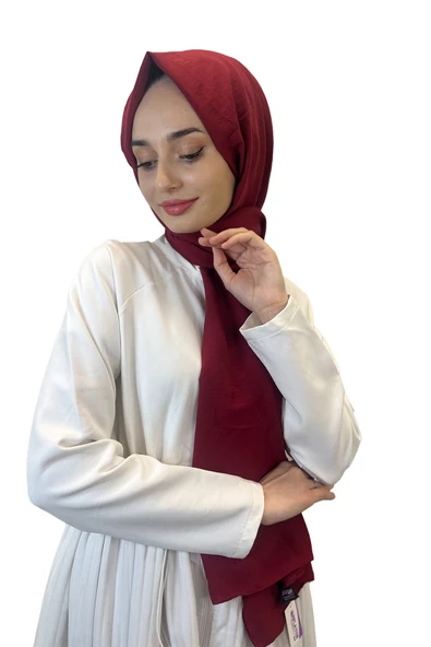 Pamuk Caz Şal, Eflatun Scarf Tek Renk Jazz Şal 1001  BORDO ürün görseli 1