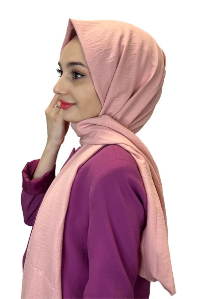 Pamuk Caz Şal, Eflatun Scarf Tek Renk Jazz Şal 1001  TOZ PEMBE ürün görseli 1