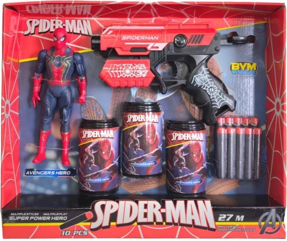Hedefli Soft Mermili Spiderman Figürlü Dart Atan Set 2085 - Resim 5
