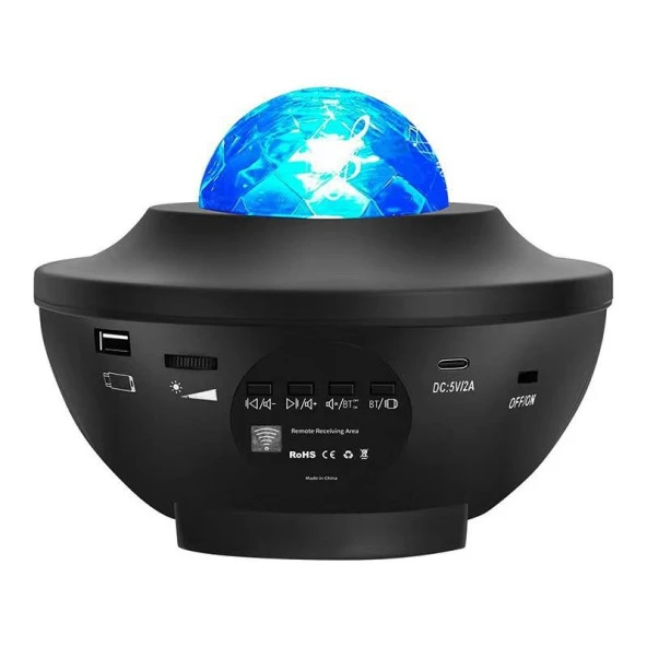 Torima LW-34 Siyah Starry Led Lazer Projektör Bluetooth Müzik Hoparlör Uzaktan Kumandalı Gece Lambası ürün görseli 1